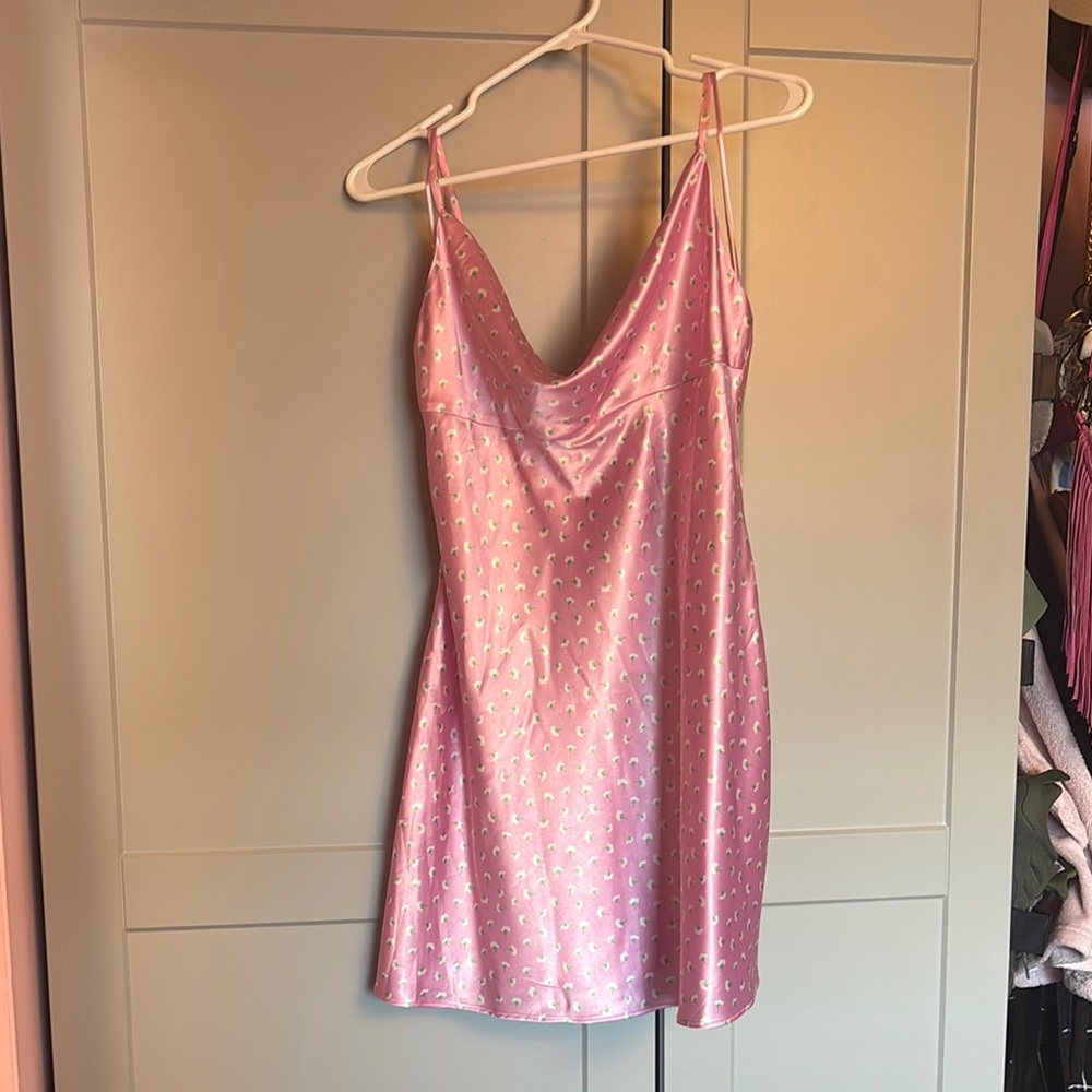 Zara Pink Satin Slip Cowl Dress